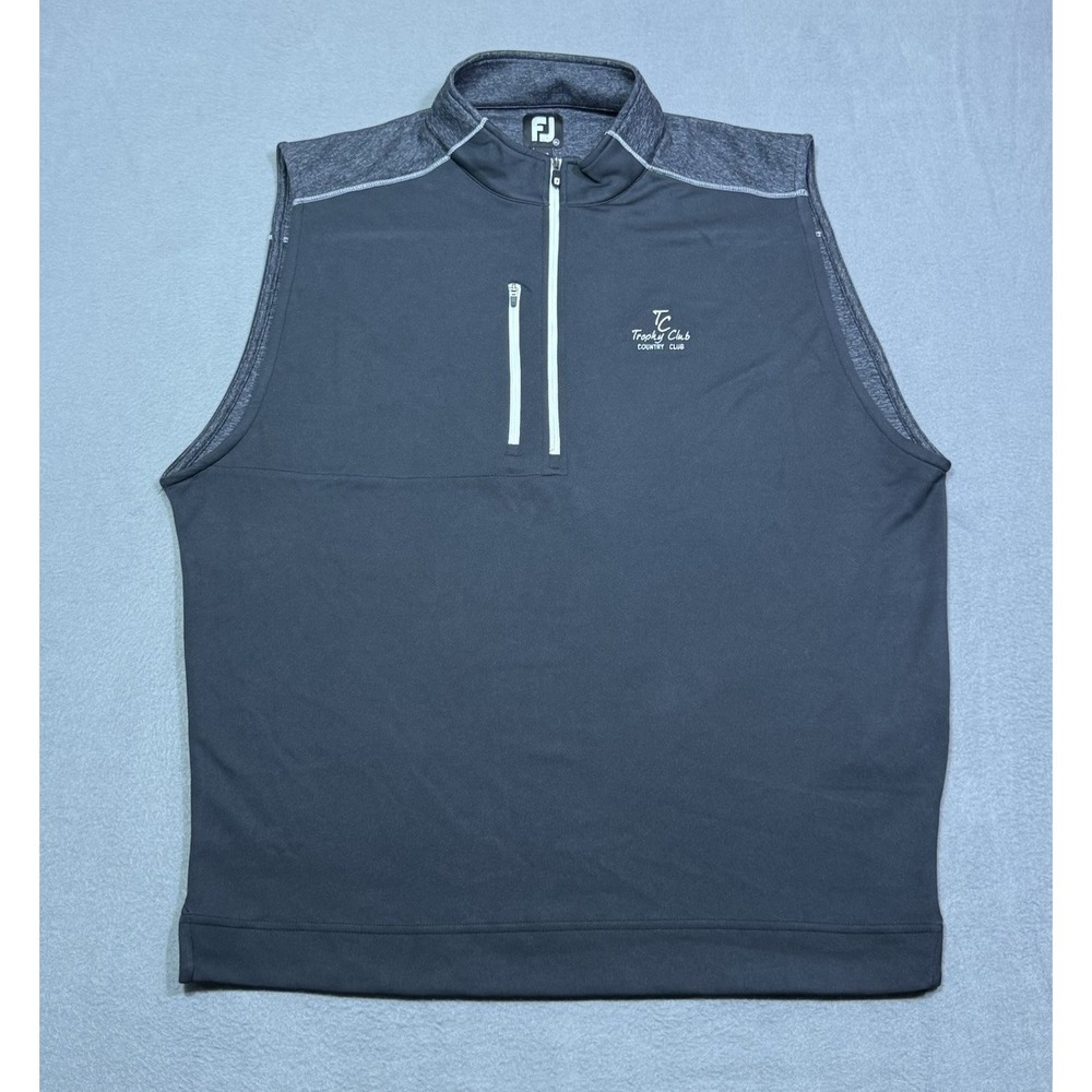 Footjoy Golf Vest Mens XL Black Performance 1/2 Zip Trophy Club Country Club